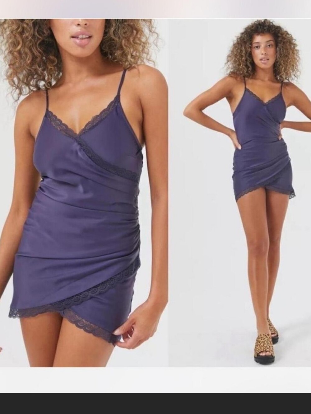 Urban Outfitters Satin Lace-Trim Slip Dress